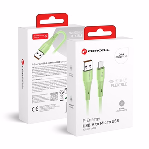 Kabelis FORCELL F-ENERGY C351 USB A į Micro USB QC3.0 2,4A 18W Silikoninis 1 m žalias (m)