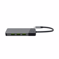 žalias CELL HUB USB-C ADAPTER GC CONNECT 7W1 (3XUSB 3.1, HDMI 4K 60HZ, USB-C PD 85W, MICROSD/SD)