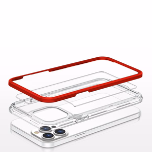 Skaidrus 3in1 dėklas telefonui iPhone 13 Pro Max rėmelis gelis raudonas
