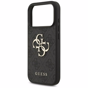Guess PU 4G Metal Logo dėklas Apple iPhone 18 Pro, pilkas