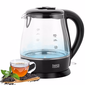 TEESA elektrinis stiklinis virdulys, 1630 W, juodas, 1 l