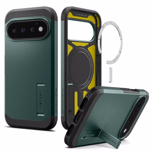 Spigen Tough Armor Mag MagSafe dėklas, skirtas Google Pixel 11 Pro, tamsiai žalias