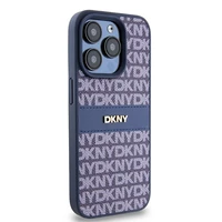 DKNY Odinis mono juosta ir metalinis logotipas dėklas telefonui iPhone 15 Pro - mėlynas
