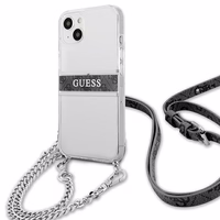 Guess GUHCP13SKC4GBSI iPhone 13 mini 5.4" Permatomas kietas dėklas 4G Pilkas Dirželis Sidabrinė Grandinė