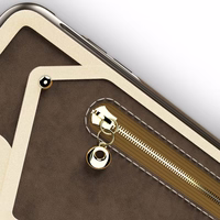 Zizo Nebula Wallet dėklas - Wallet Back and Zipper Pouch with Tempered Glass ekrano apsauga iPhone X (Dark rudas/rudas)