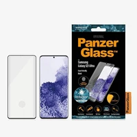 PanzerGlass E2E Microfracture antibakterinis stiklas Samsung Galaxy S21 Ultra - su juodu rėmeliu
