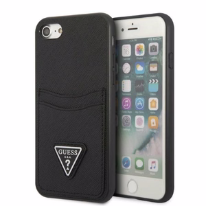 Guess GUHCI8PSATPK iPhone 7/8 SE 2020 / SE 2022 жёсткий чехол чёрный/чёрный Saffiano Triangle Logo Cardslot