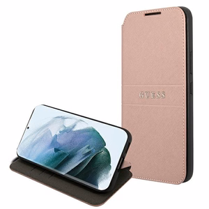Dėklas telefonui Guess GUBKS22MPSASBPI S22+ S906 rožinis Saffiano Stripes