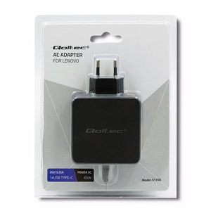 Qoltec 51766 maitinimo adapteris Lenovo 65W | 20V | 3.25A | Slim tip+pin
