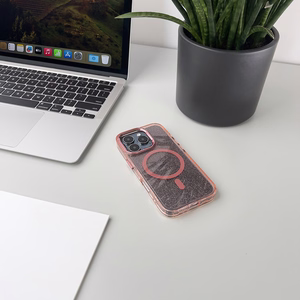 Blizgus dėklas MagSafe iPhone 16 Pro - rožinis su blizgučiais