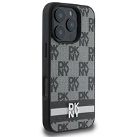 DKNY patikrinto rašto ir spausdintų dryžių dėklas telefonui iPhone 16 Pro Max - juodas