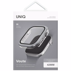 Uniq Voute dėklas su grūdintu stiklu Apple Watch 10 42 mm - sidabrinis