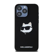 Karl Lagerfeld silikoninis Choupette Head magnetinis dėklas telefonui iPhone 15 Pro Max - juodas
