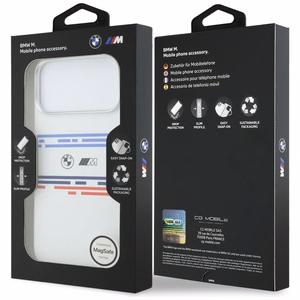 BMW M Silicon Horizontal Line MagSafe deklas iPhone 17 Pro Max - baltas