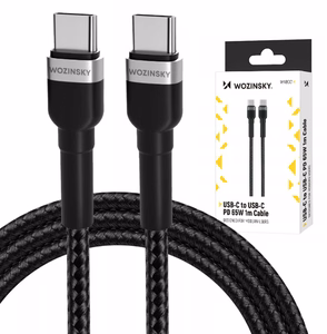 Wozinsky WNBCC1 USB-C / USB-C PD 65W kabelis 1m - juodas