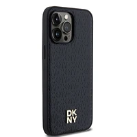 DKNY odinis monogramos rašto su metaliniu logotipu magnetinis dėklas telefonui iPhone 14 Pro Max – juodas