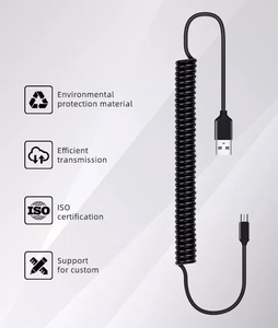 Spiralinis kabelis - USB į Micro USB - 2A 1 metras juodas