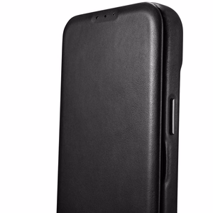iCarer CE Oil Wax Premium odinis folio dėklas iPhone 14 Plus Magnetinis atverčiamas dėklas su MagSafe Juodas (AKI14220707-BK)