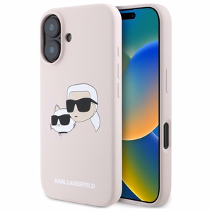 Karl Lagerfeld silikoninis dėklas telefonui Nauble Heads Print Magnetinis iPhone 16 - rožinis