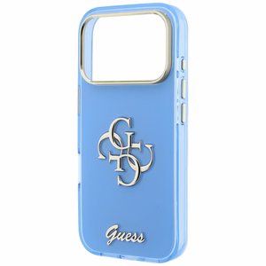 Guess IML 4G Script Metal dėklas, skirtas iPhone 18 Pro Max / 17 Pro Max – šviesiai mėlynas