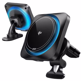 ESR HALOLOCK CRYOBOOST MAGNETINIS MAGSAFE PRIETAISŲ SKYDELIO IR VENTILIACIJOS AUTOMOBILINIS LAIKIKLIS BELAIDIS ĮKROVIKLIS QI2 15W FROSTED ONYX