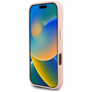 Karl Lagerfeld inicialų ir metalinis logotipas MagSafe dėklas iPhone 16 Pro Max - rožinis