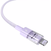 Baseus Gem USB ir IP 2,4A greitojo įkrovimo kabelis 1 m Violetinė