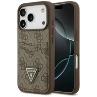 Guess 4G Nauble Card Triangle dėklas iPhone 17 Pro - rudas