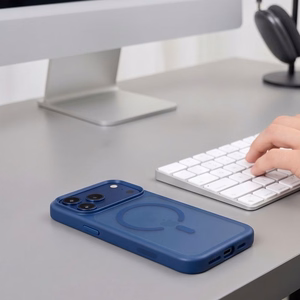 Tech-Protect Magmat MagSafe CC dėklas iPhone 18 Pro / 17 Pro, matinis tamsiai mėlynas