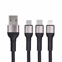 Kabelis (m) BLUE STAR pintas 2,4A 3in1 USB A į Lightning / Micro USB / Type C TFK-DC-010 1,2 m - juodas (m)