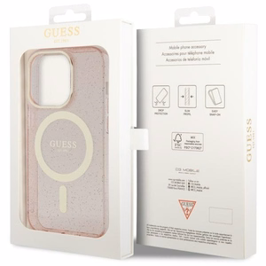 Guess GUHMP14LHCMCGP iPhone 14 Pro 6.1" rožinis/rožinis kietas dėklas Blizgučiai Auksas MagSafe