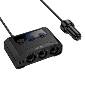 Automobilinis įkroviklis Hoco 2xUSB A + 2xUSB C+3x cigarečių uždegiklio prievadai PD QC3.0 240W Z64 juodas