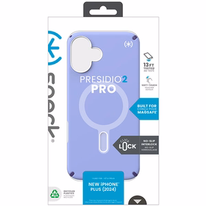 Speck Presidio2 Pro dėklas su MagSafe ir ClickLock, skirtas iPhone 16 Plus, „Future Lavender/Cassis Purple“