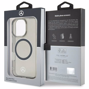 Mercedes sidabrinio žiedo Magnetinis dėklas iPhone 16 Pro telefonui - juodas
