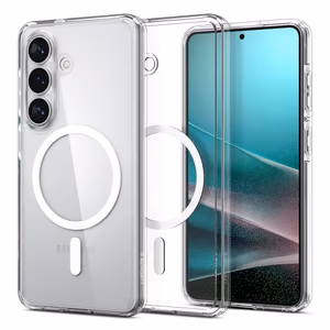 SPIGEN dėklas ULTRA HYBRID MAG, suderinamas su "MagSafe", skirtas S26, skaidrus / baltas