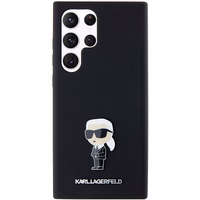 Karl Lagerfeld silikoninis Ikonik metalinis smeigtukas dėklas telefonui Samsung Galaxy S23 Ultra - juodas
