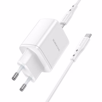 Įkroviklis Borofone BN9 35W 2xUSB-C + USB-C to USB-C cable 1.0m baltas