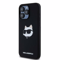 Karl Lagerfeld silikoninis Choupette Head magnetinis dėklas telefonui iPhone 15 Pro - juodas