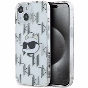 Karl Lagerfeld IML Choupette galvos ir monogramos dėklas iPhone 15 / 14 / 13 - permatomas