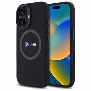 BMW M Silikoninis Spausdintas Žiedas Magnetinis dėklas iPhone 16 - juodas
