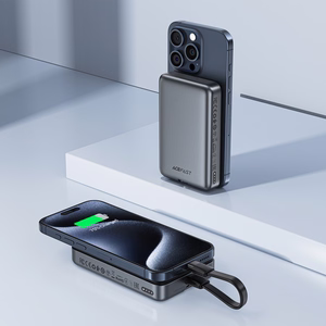 Magnetinė išorinė baterija Acefast M10 2x USB-C PD 30W su 15W belaide įkrova ir USB-C laidu (juoda)