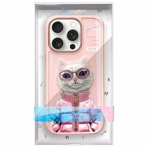 Nimmy Cool&Cute 2.0 Katės dėklas telefonui iPhone 16 Pro - rožinė