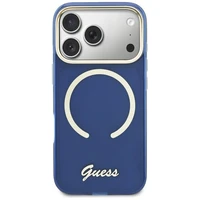 Guess IML Script Metal MagSafe Case for iPhone 17 Pro Max - Blue