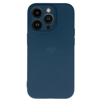 Vennus Silikoninis širdies dizaino dėklas telefonui Iphone 14 Pro Max dizainas 1 tamsiai mėlynas