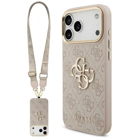 Guess 4G Big 4G Classic Logo Big Strap Metal Buttons dėklas iPhone 17 Pro Max - rožinis