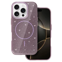Magnetinis plonas blizgus dėklas telefonui Iphone 16e (m) - violetinis