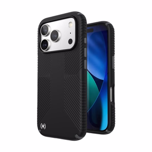 Speck Presidio2 Grip MagSafe dėklas, skirtas iPhone 17 Pro, „Black / Slate Grey“ spalvos