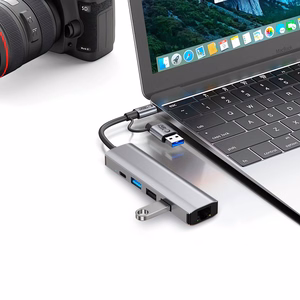 "Tech-Protect" HB03 HUB adapteris 5in1 USB-C + USB2.0 + USB3.0 + RJ45 - pilkas