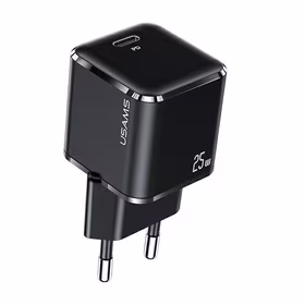 USAMS Tinklo įkroviklis 1xUSB-C T42 mini 25W (tik galvutė) Super SI 5V-3A PD3.0 Fast Charging juodas CC140TC01 (US-CC140)