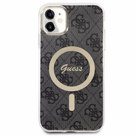 Rinkinys Guess GUBPN61H4EACSK Dėklas+Įkroviklis iPhone 11 6.1" juodas/juodas kietas dėklas 4G Spauda Magnetinis